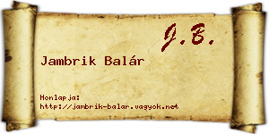Jambrik Balár névjegykártya